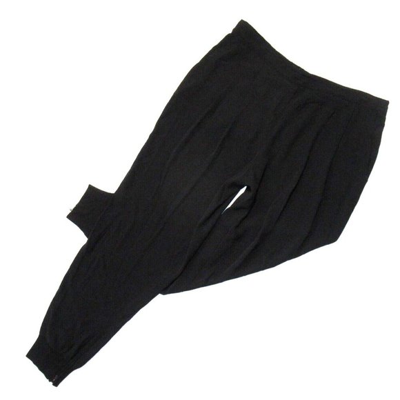 Eileen Fisher Pants - NWT Eileen Fisher Slouchy Ankle Zip in Black Silk Georgette Pleated Pants L